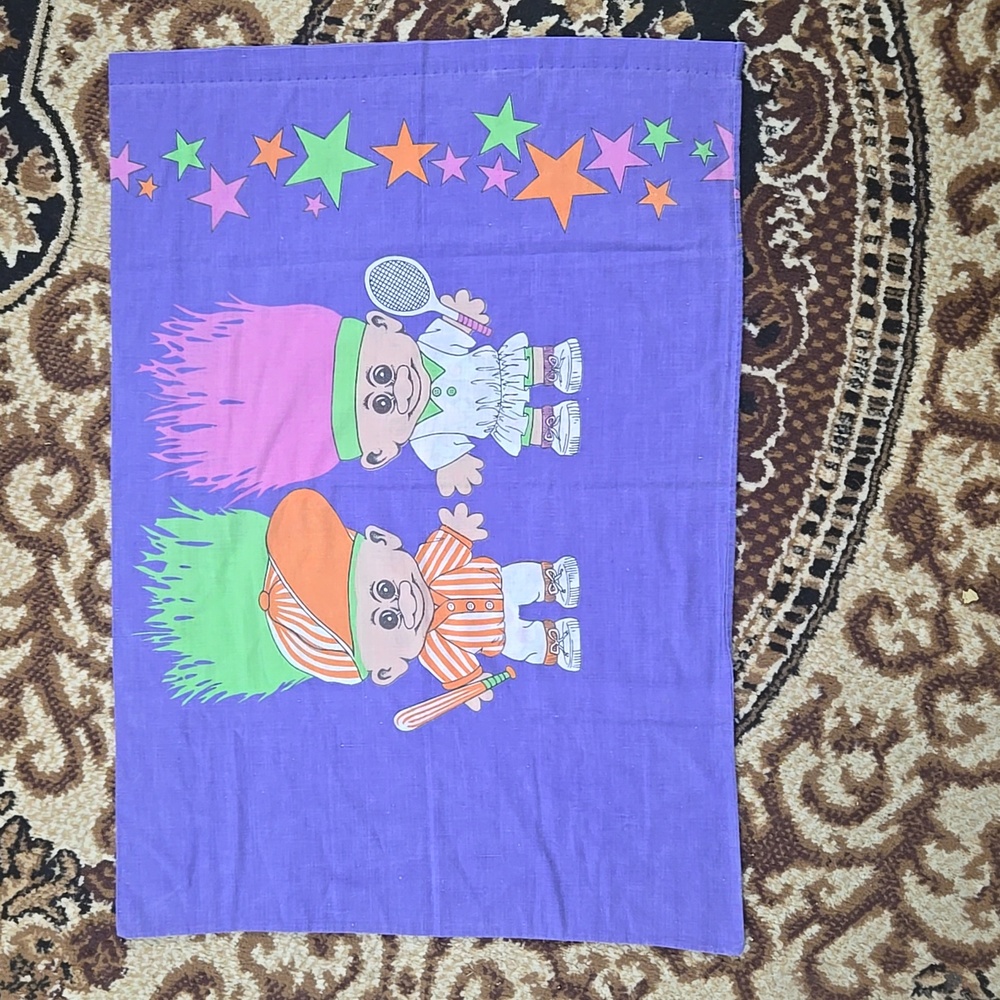 Treasure Troll Doll Pillowcase Bedding 90s 1990 Vintage Retro Summer Cartoon - Picture 3 of 7